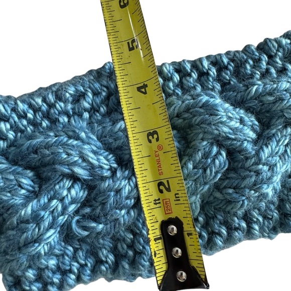 Hand-Knit Blue Headband - Picture 3 of 4